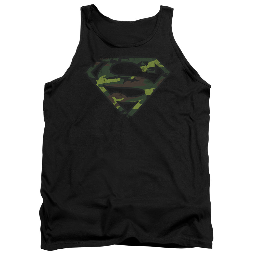 DC Comics Superman Distressed Camo Shield Tank Top | Blue Culture Tees