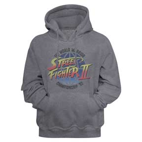 Street Fighter World Warriors Heather Pullover Hoodie | Blue Culture Tees
