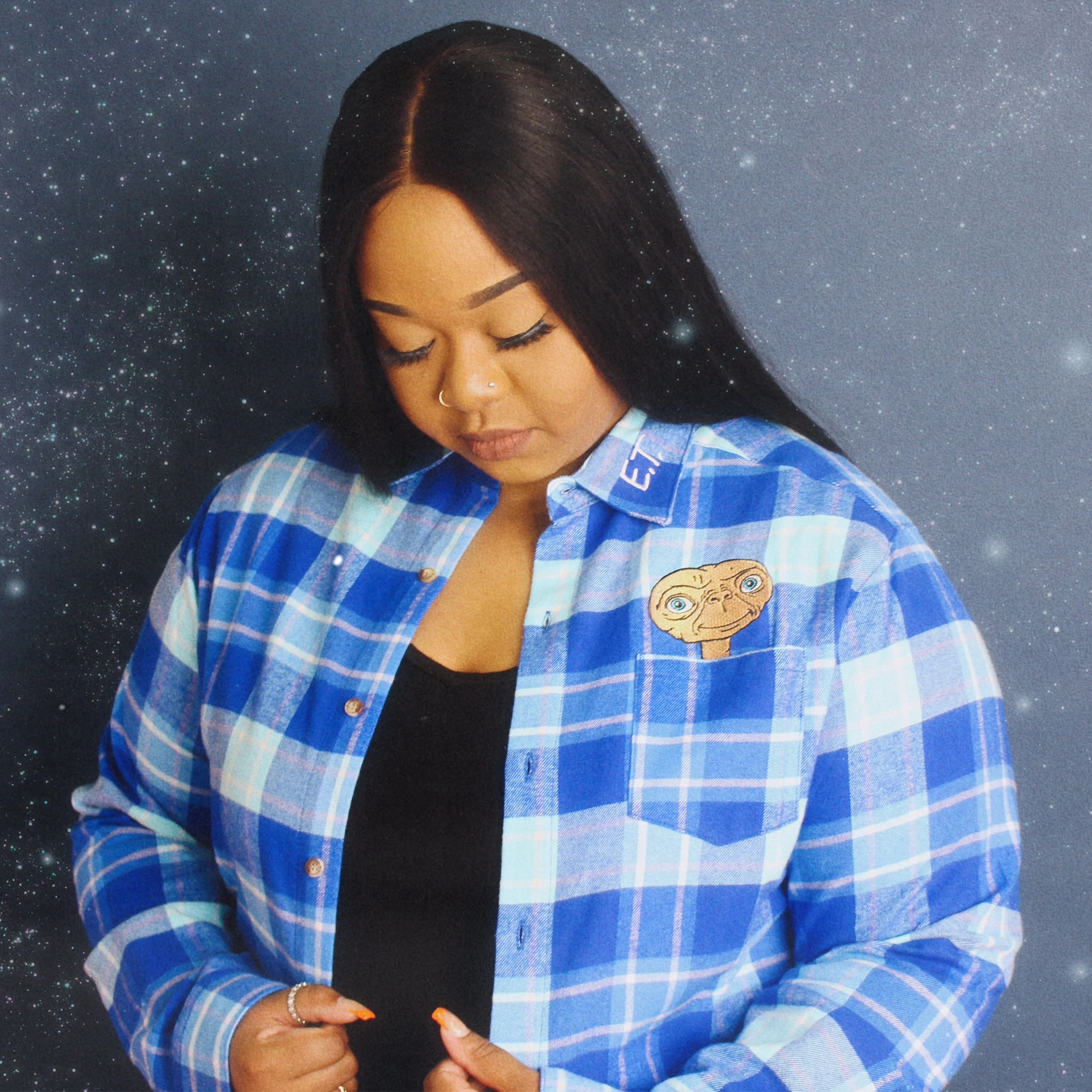 Cakeworthy E.T. Phone Home Flannel Blue Culture Tees