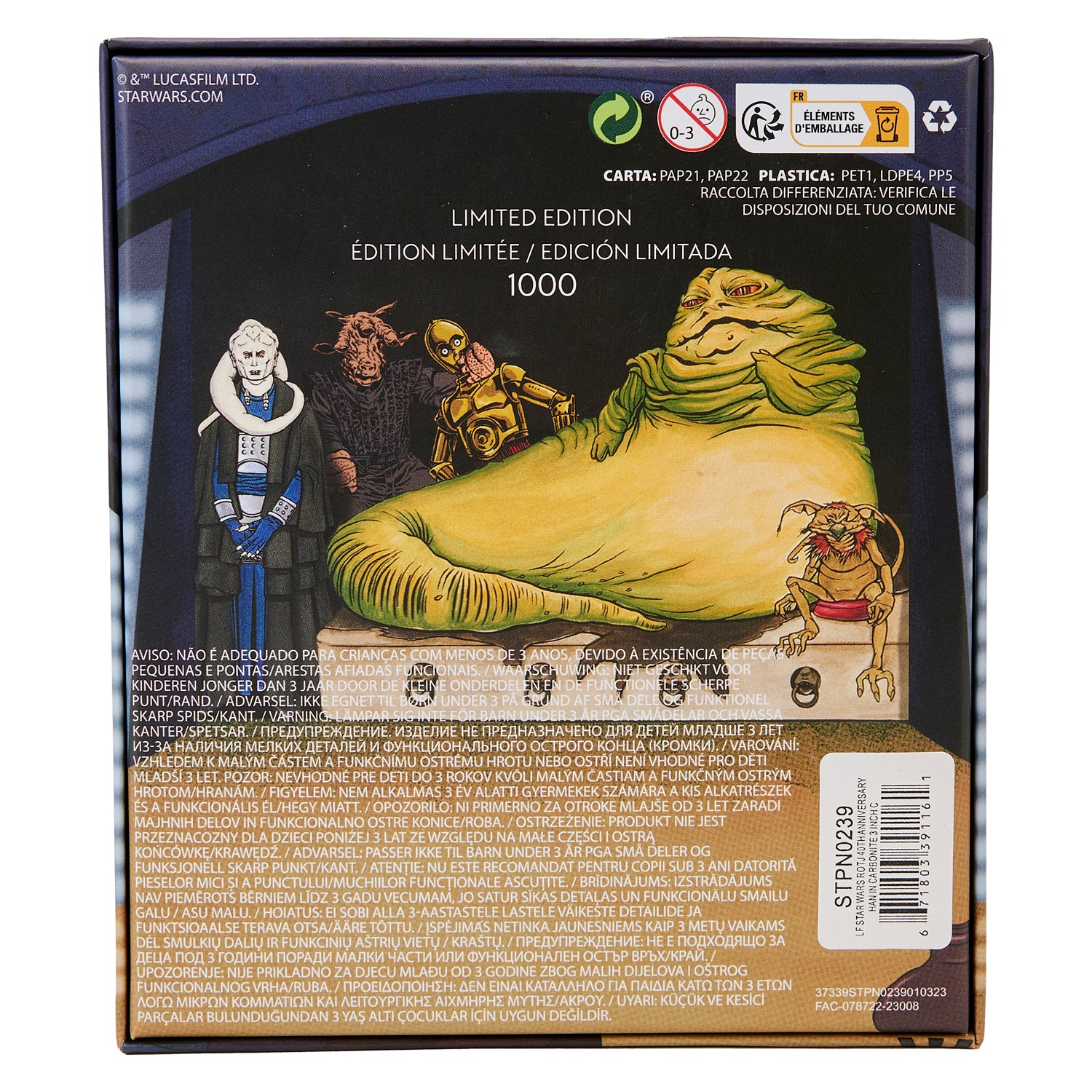 Loungefly Star Wars Return of The Jedi 40th Anniversary Han in Carbonite LE 3" Collector Box Pin