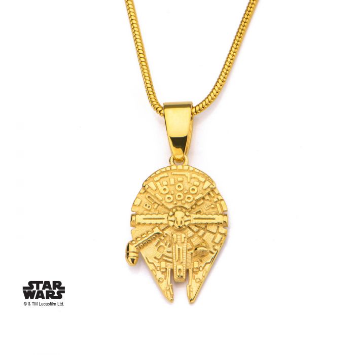 Star Wars Gold Plated Millennium Falcon Pendant Necklace